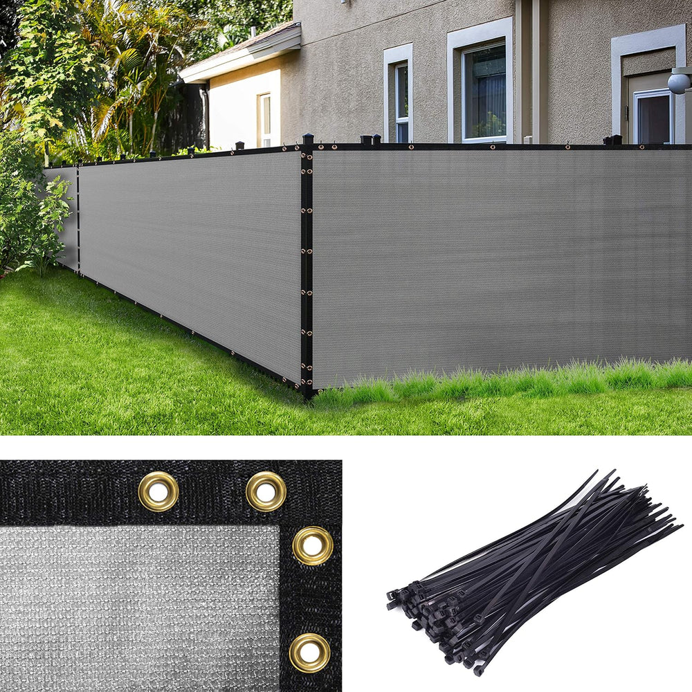 Amgo Custom Made 6' x 24' Grey Fence Privacy Screen Windscreen with B...