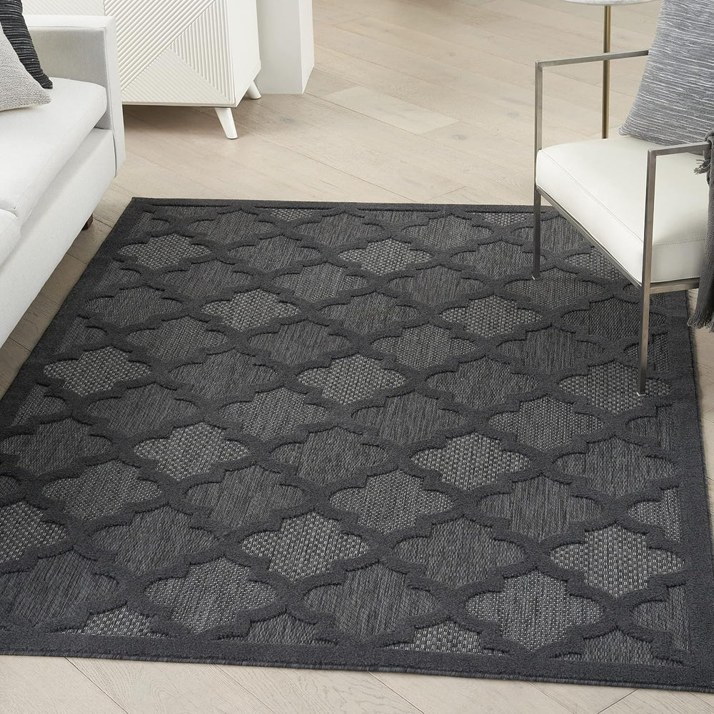 Nourison Home Easy Care Charcoal Black 4' x 6' Area Rug - Easy Clean,...