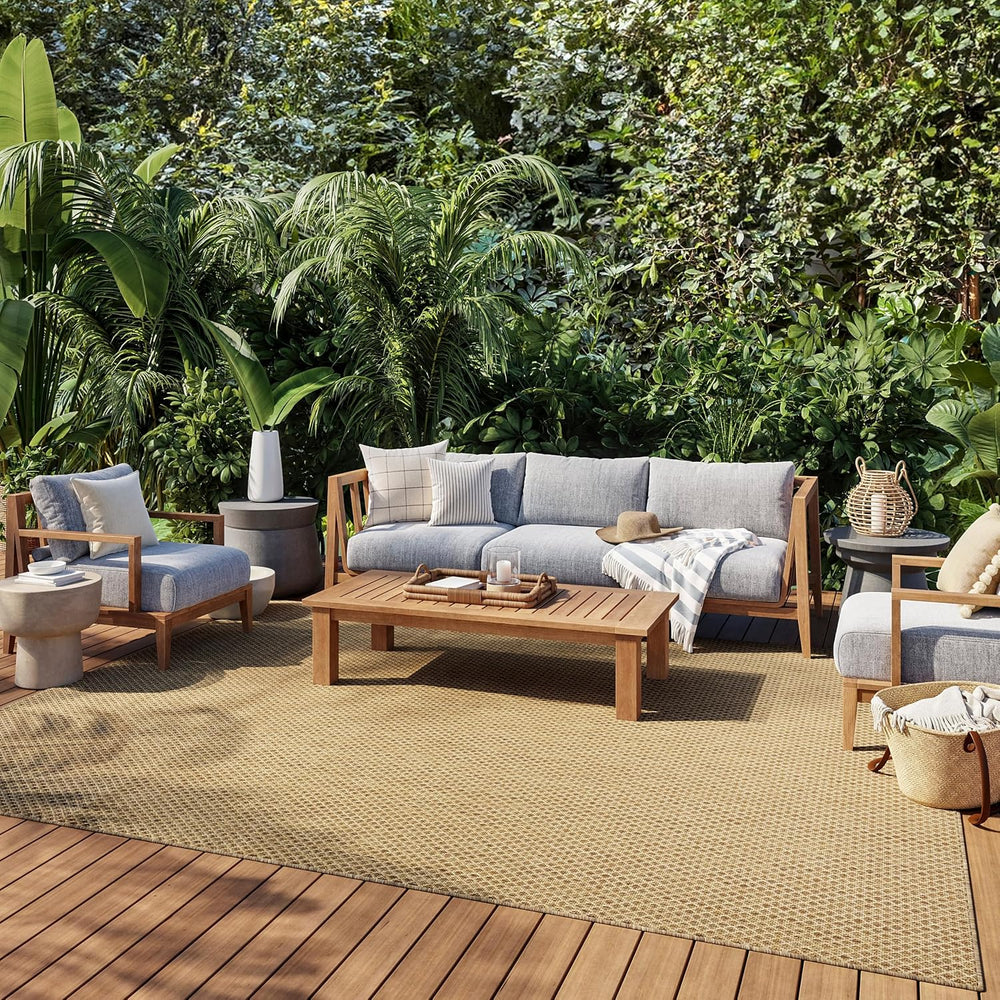 Nourison Home Courtyard Indoor Outdoor Area Rug, Jute, 8' x 10', Geom...