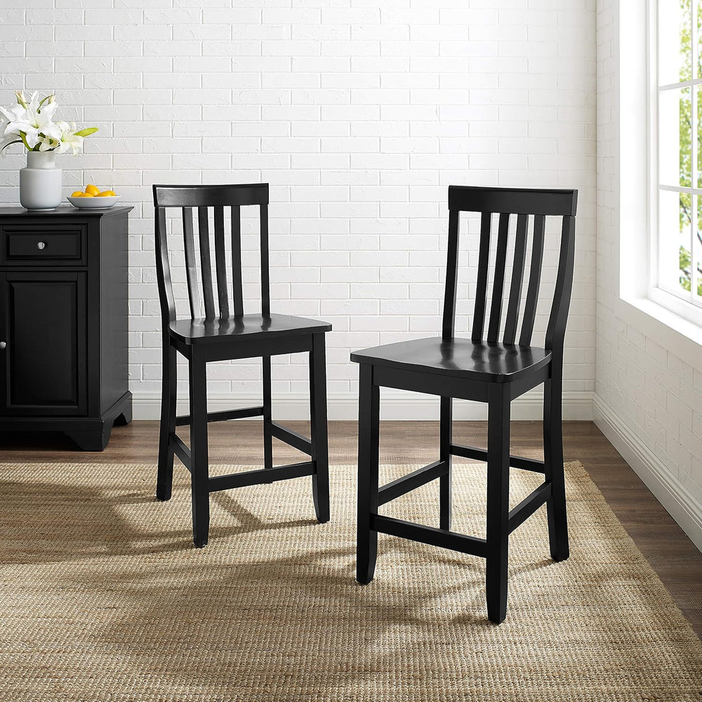Crosley Furniture School House Slat Back Counter Stools, Set of 2, 24"