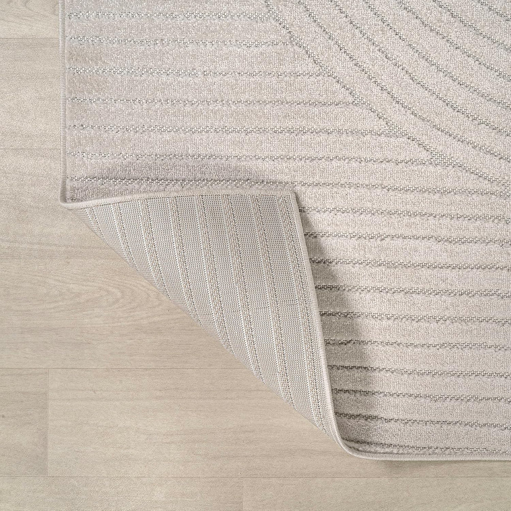 JONATHAN Y Hallie High-Low Curve Ivory/Cream Indoor/Outdoor Area Rug, 5x8, Mi...