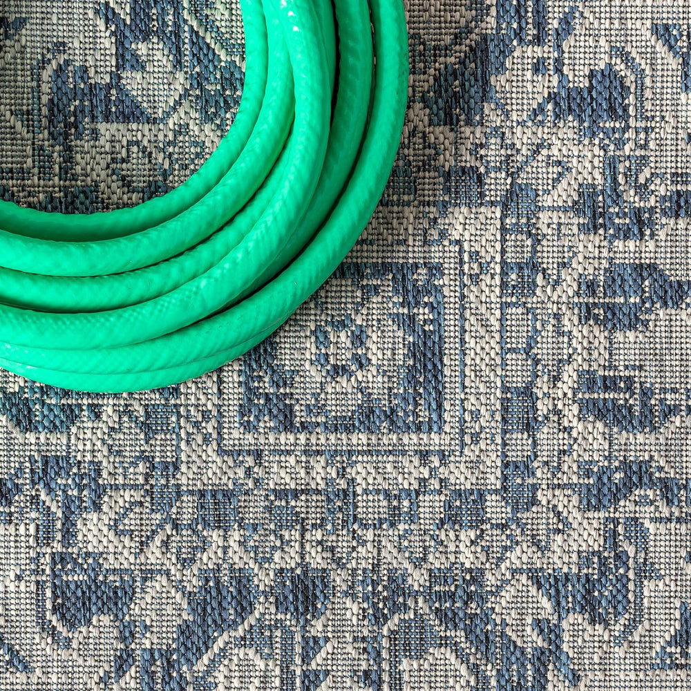 JONATHAN Y Boho Medallion Indoor Outdoor Area Rug 9X12 Navy/Gray, Estrella Te...