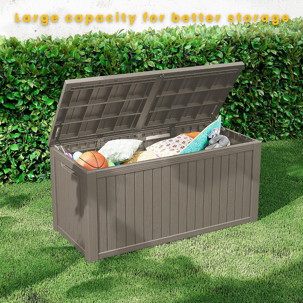 200 Gallon Outdoor Storage Box Patio Deck Box Waterproof, Resin Lockable Outs...