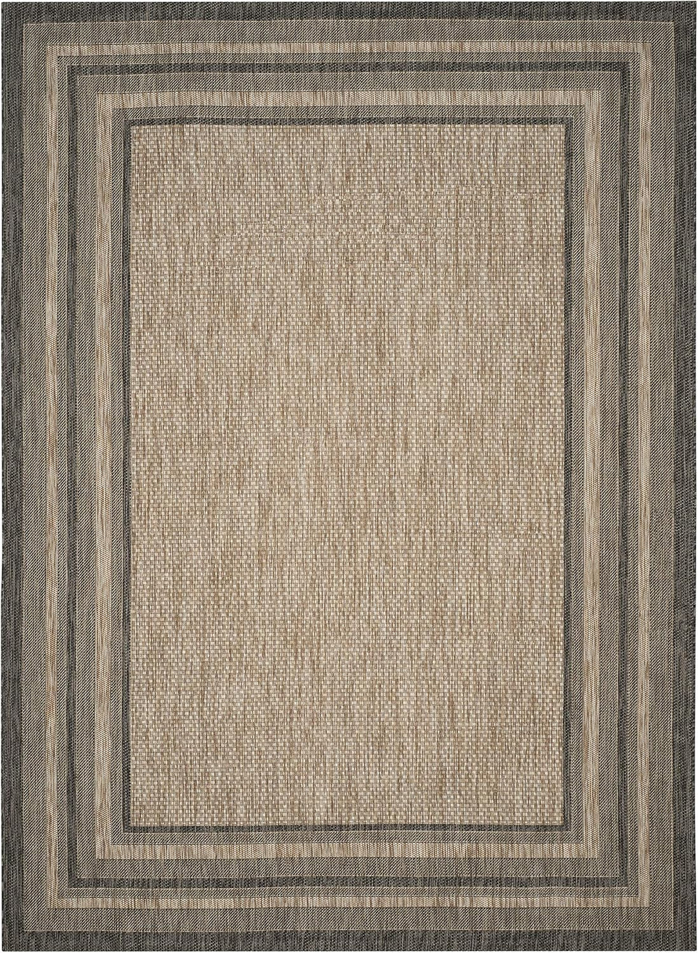 SAFAVIEH Courtyard Collection 9' x 12' Natural / Black CY8475 Indoor/...