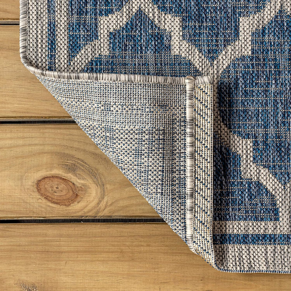 JONATHAN Y Moroccan Trellis Indoor Outdoor Area Rug 8X10 Navy/Gray, Trebol Te...