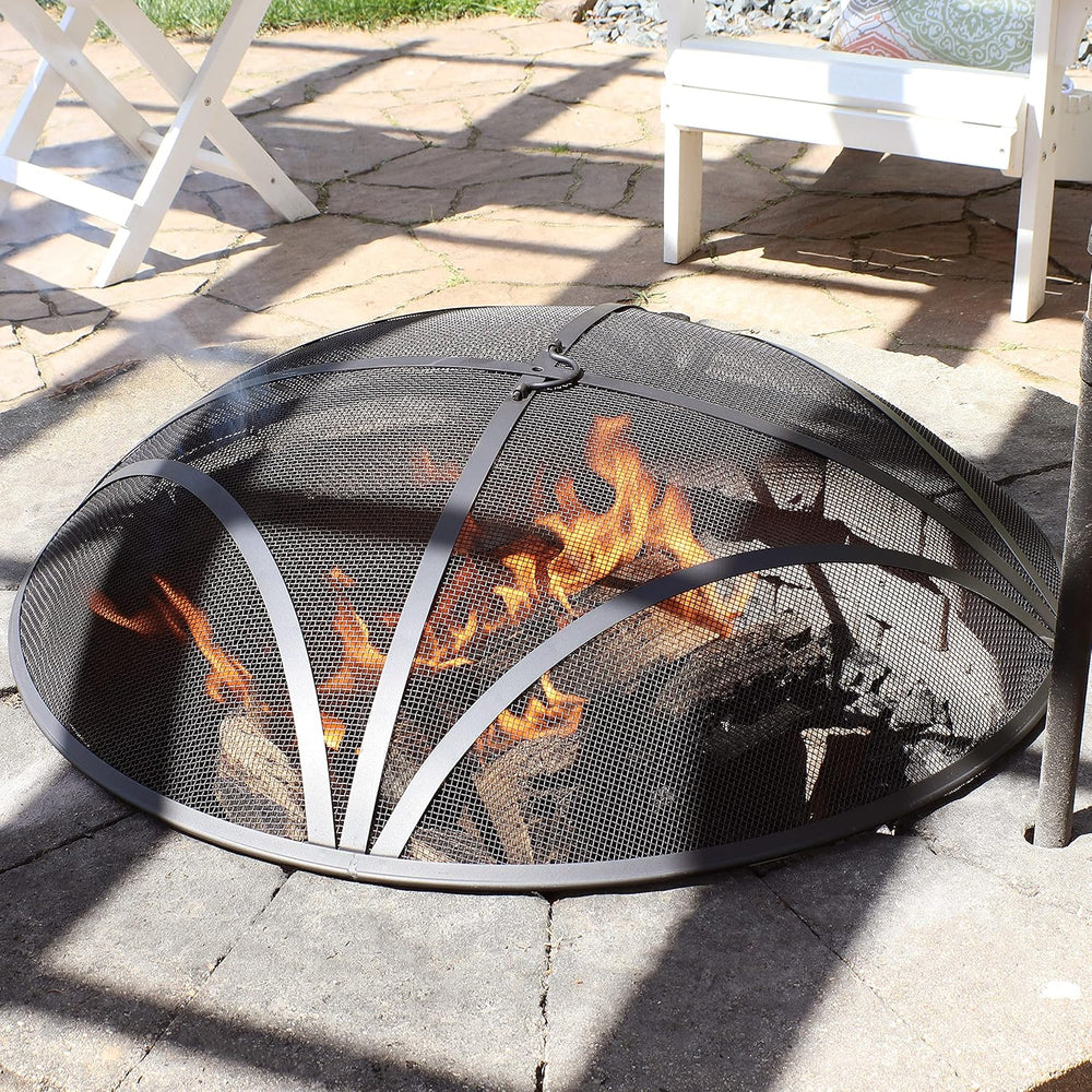 Sunnydaze Outdoor Round Fire Pit Screen, Reinforced Steel Mesh, 36-Inch