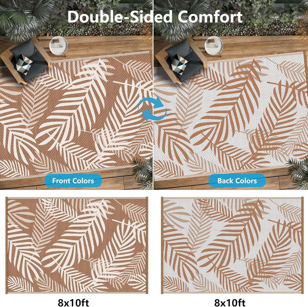 Kohree Outdoor Rug Waterproof 8x10, Reversible Outdoor Plastic Straw Rug with...