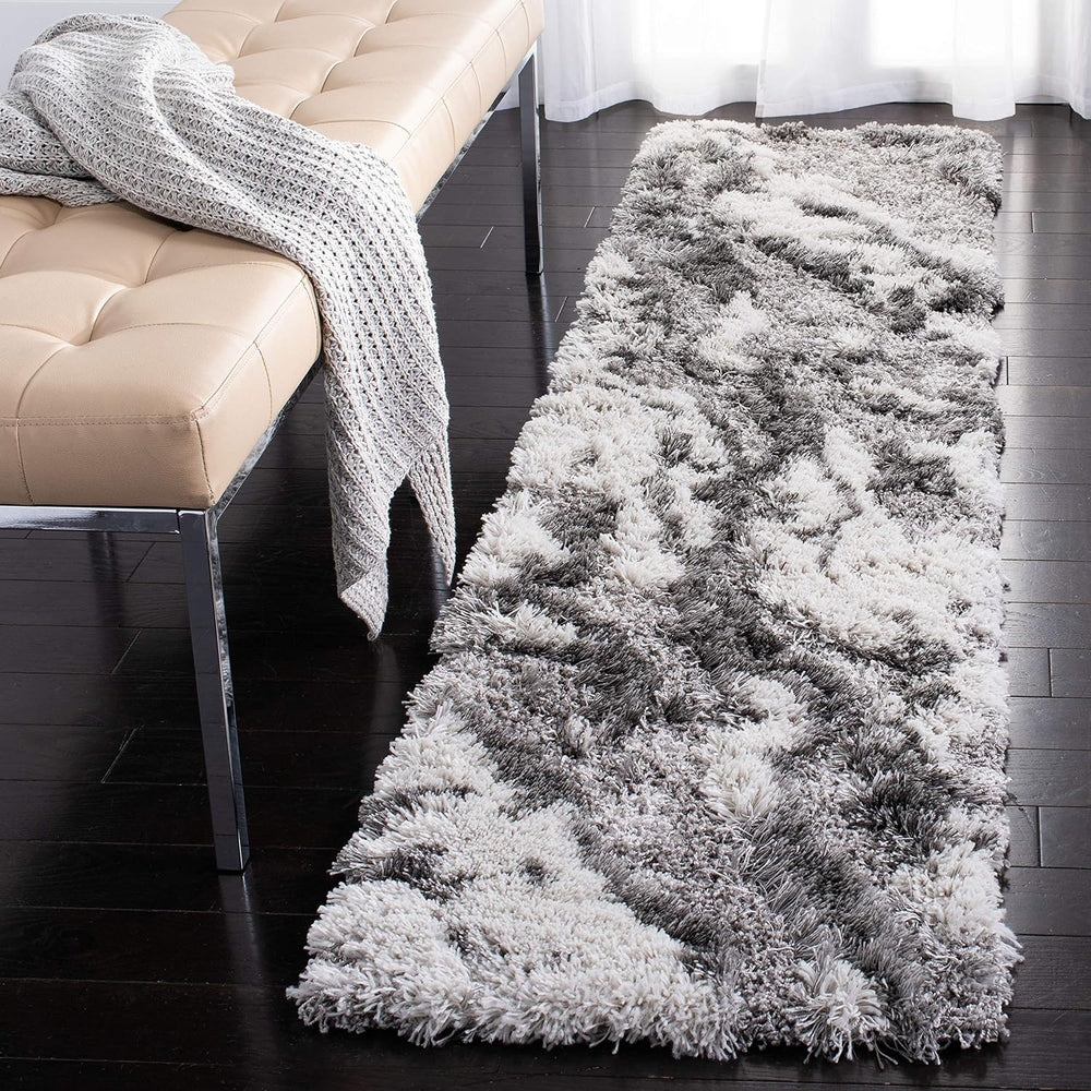 SAFAVIEH Horizon Shag Collection Runner Rug - 2' x 8', Grey & Ivo...