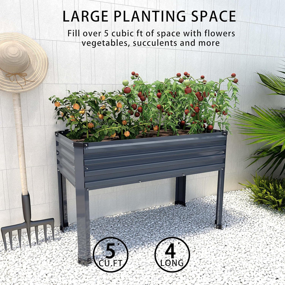 DIIYIV 2PCS Galvanized Raised Garden Bed with Legs,2PCS 48×18×30in Elevated P...