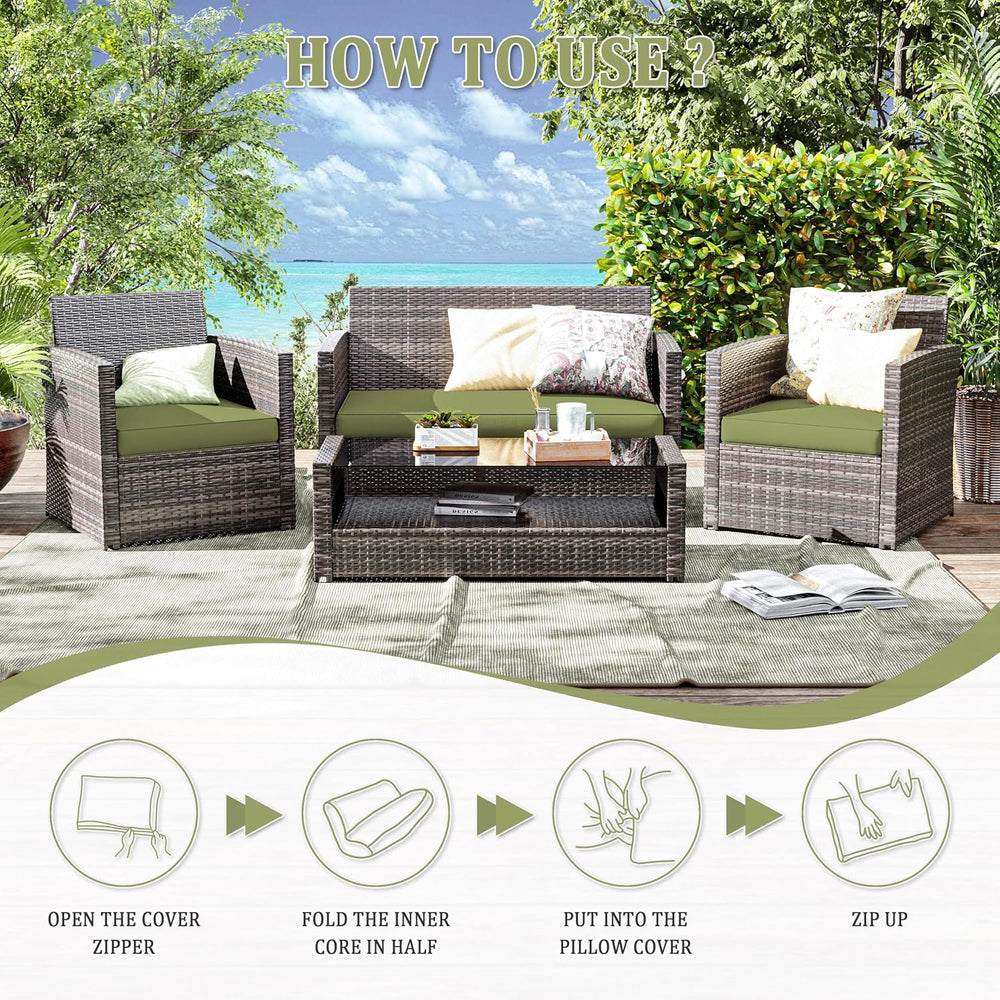 3 Pcs Outdoor Cushion Covers, Patio Cushion Covers Replacement Fit for 4-Seat...