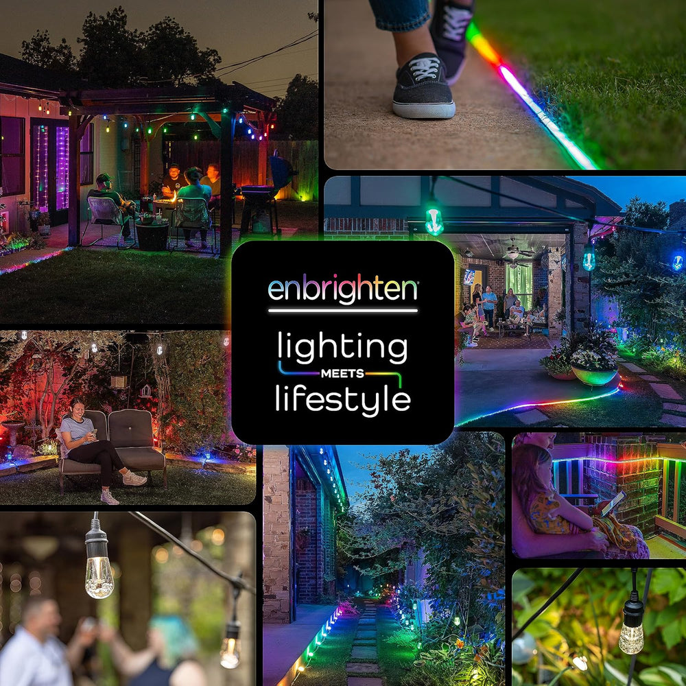 Enbrighten Vintage Outdoor String Lights, 24ft, 12 Bulbs, Remote Control