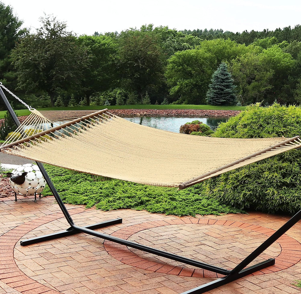 Sunnydaze 75" x 55" Bed, Heavy-Duty Double Rope Hammock for Outside...