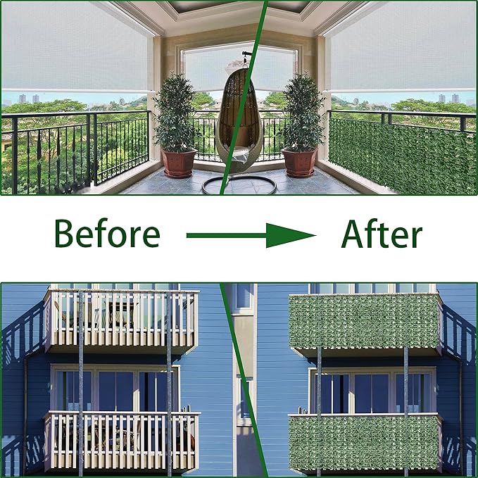 Artificial Fence Privacy Screen: 5FT x 20FT UV-Anti Faux Greenery Backdrop Iv...