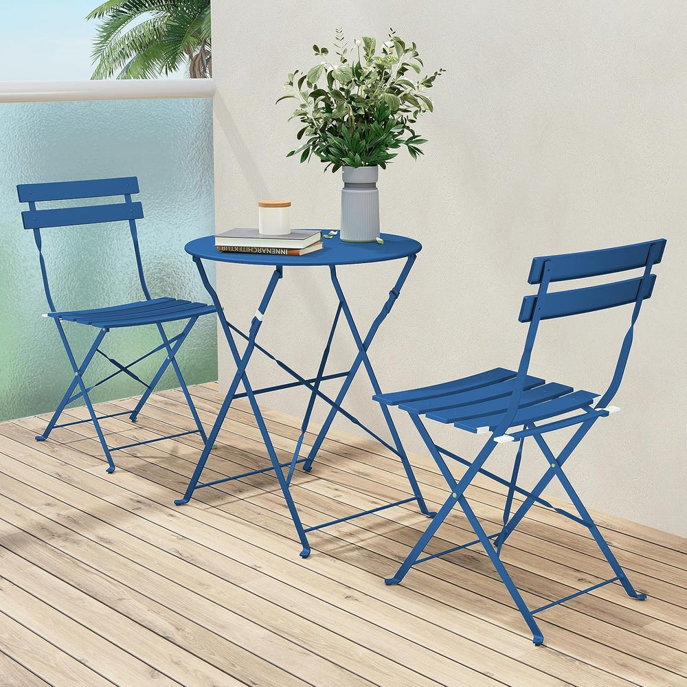 Grand Patio 3 Piece Folding Patio Bistro Set for Outdoor, Peacock Blue