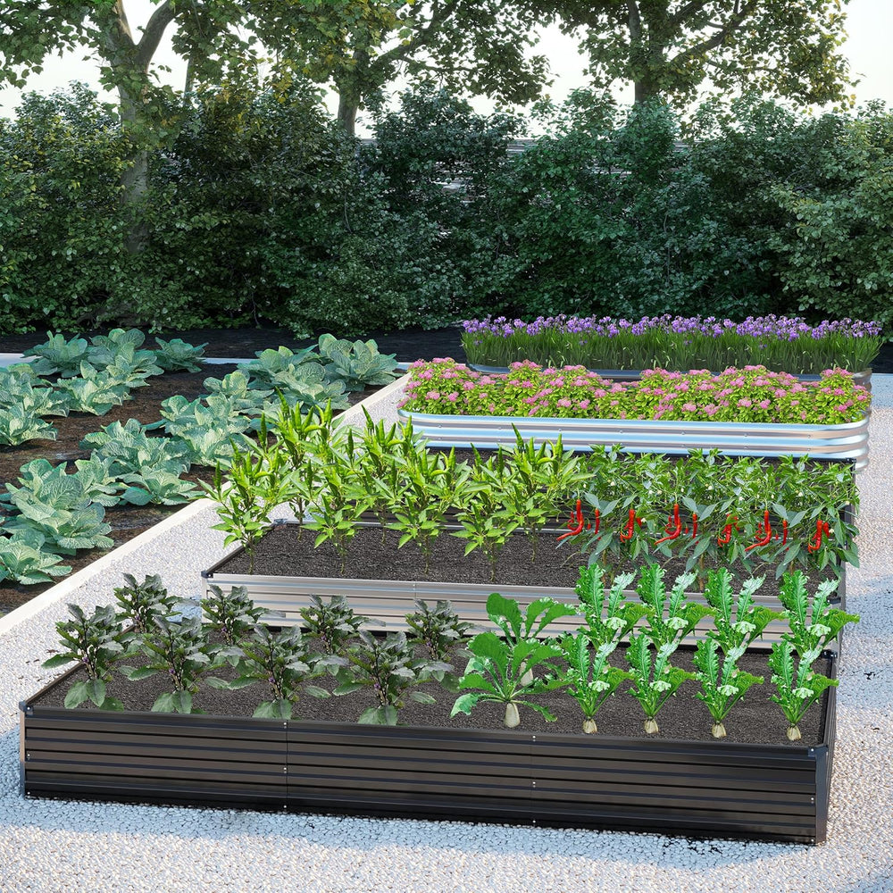 DIIYIV 2PCS 12x4x1FT Galvanized Raised Garden Bed Kit,Vegetable Boxes-Rectang...