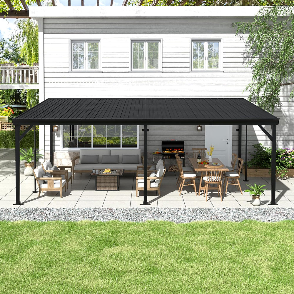 Yardenaler 12x20 FT Wall Mounted Gazebo, Hardtop Lean to Gazebo with Aluminum...