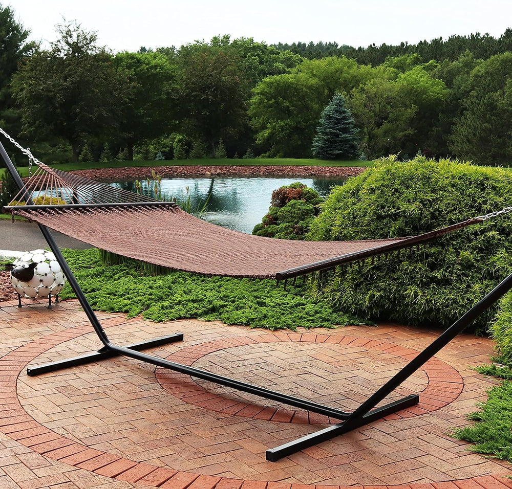 Sunnydaze 75" x 55" Bed, Heavy-Duty Double Rope Hammock for Outside...