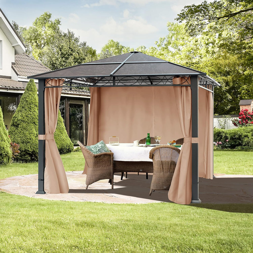 TOOLPORT 10x10 ft Hardtop Gazebo, Polycarbonate Roof