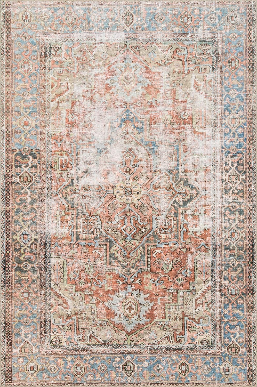 Loloi Loren Terracotta/Sky 5'-0" x 7'-6" Area Rug