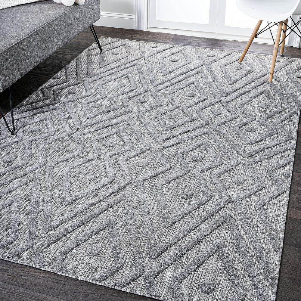 JONATHAN Y Moroccan Diamond Indoor Outdoor Area Rug 8X10 Dark Gray, Balansat ...