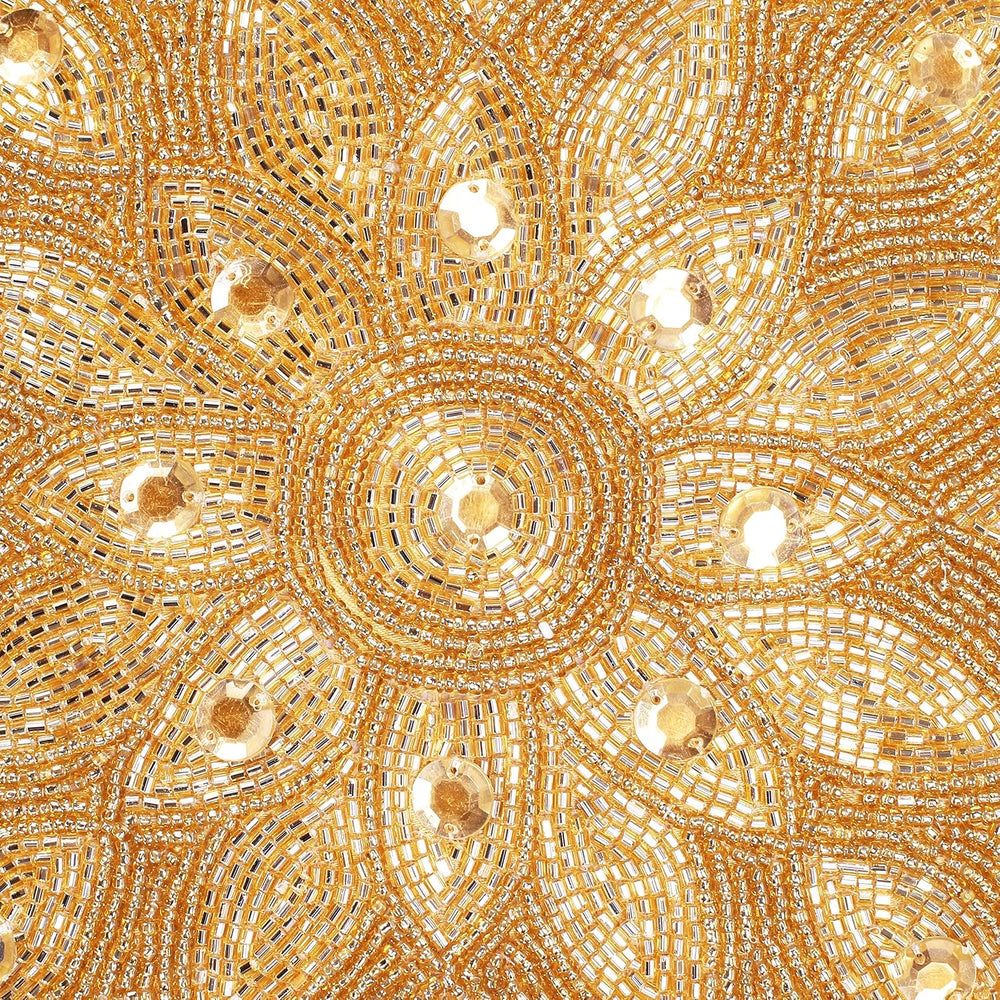Lightnpro Gold Hand-Beaded Pillow Cover - 12x12 Inch, Handmade by Skilled Art...