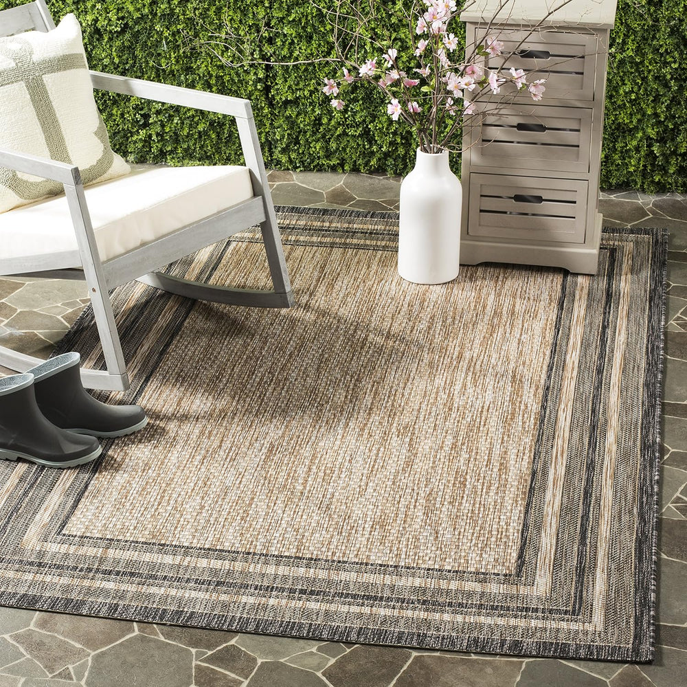 SAFAVIEH Courtyard Outdoor Area Rug 8'x10', Natural & Black CY847...