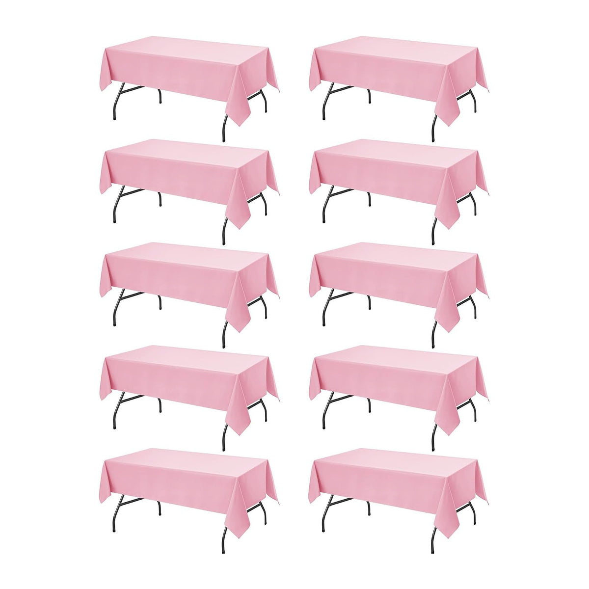 10-Pack Pink Tablecloths for Rectangle Tables, 60 x 102 Inches