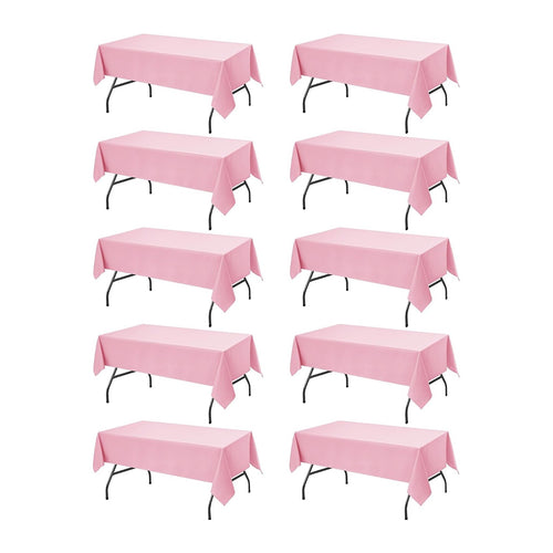 10-Pack Pink Tablecloths for Rectangle Tables, 60 x 102 Inches