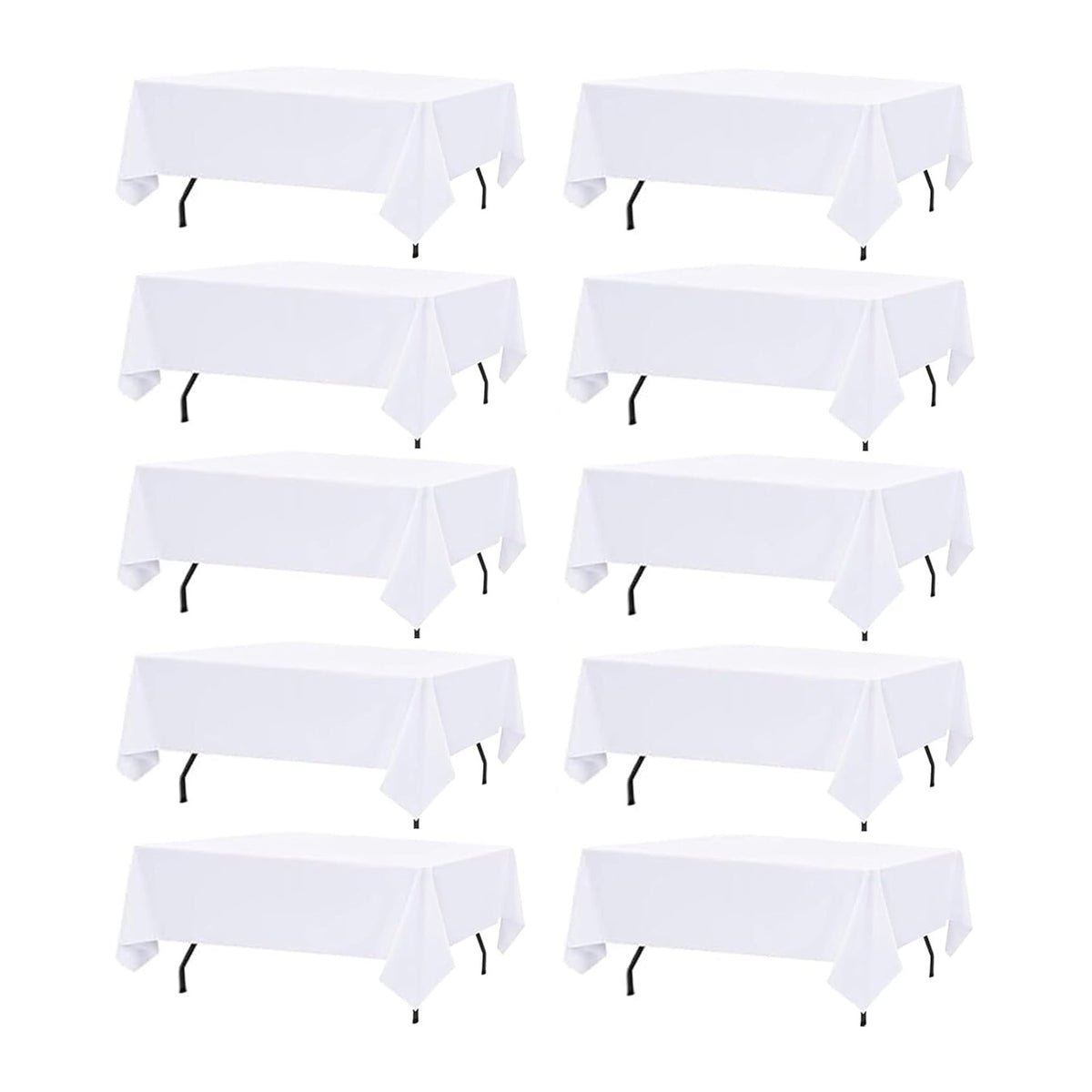 10 Pack White Table Cloth Rectangle Table Cloths for 8 Foot Rectangle Tables 60 X 126 Inch Washable Polyester Table Covers, Reusable & Wrinkle Resistant for Weddings, Parties, Events, and Everyday Use