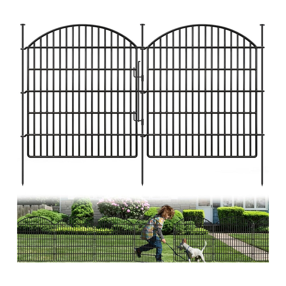 10 Panels Garden Fence Animal Barrier with Lock, 33in (H) x 24ft (L) Dog Fenc...