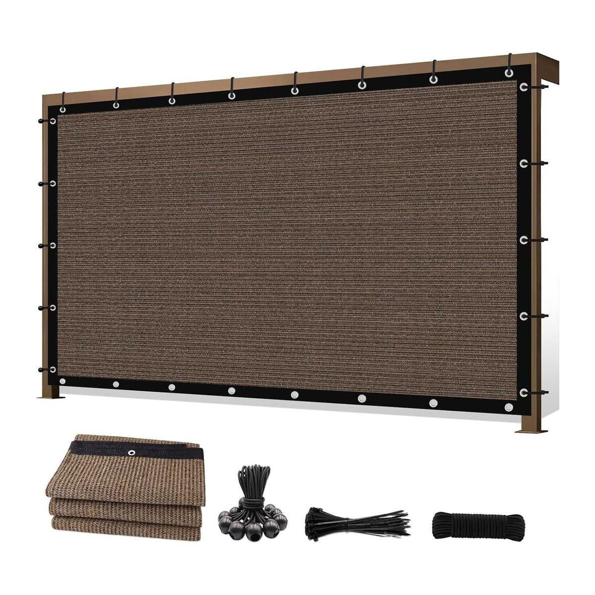 10' X 20' 90% Sun Shade Cloth Outdoor Patio Mocha Pergola Shades Cover Privacy Screen UV Block Porch Screens Canopy for Patio Outside Outdoor