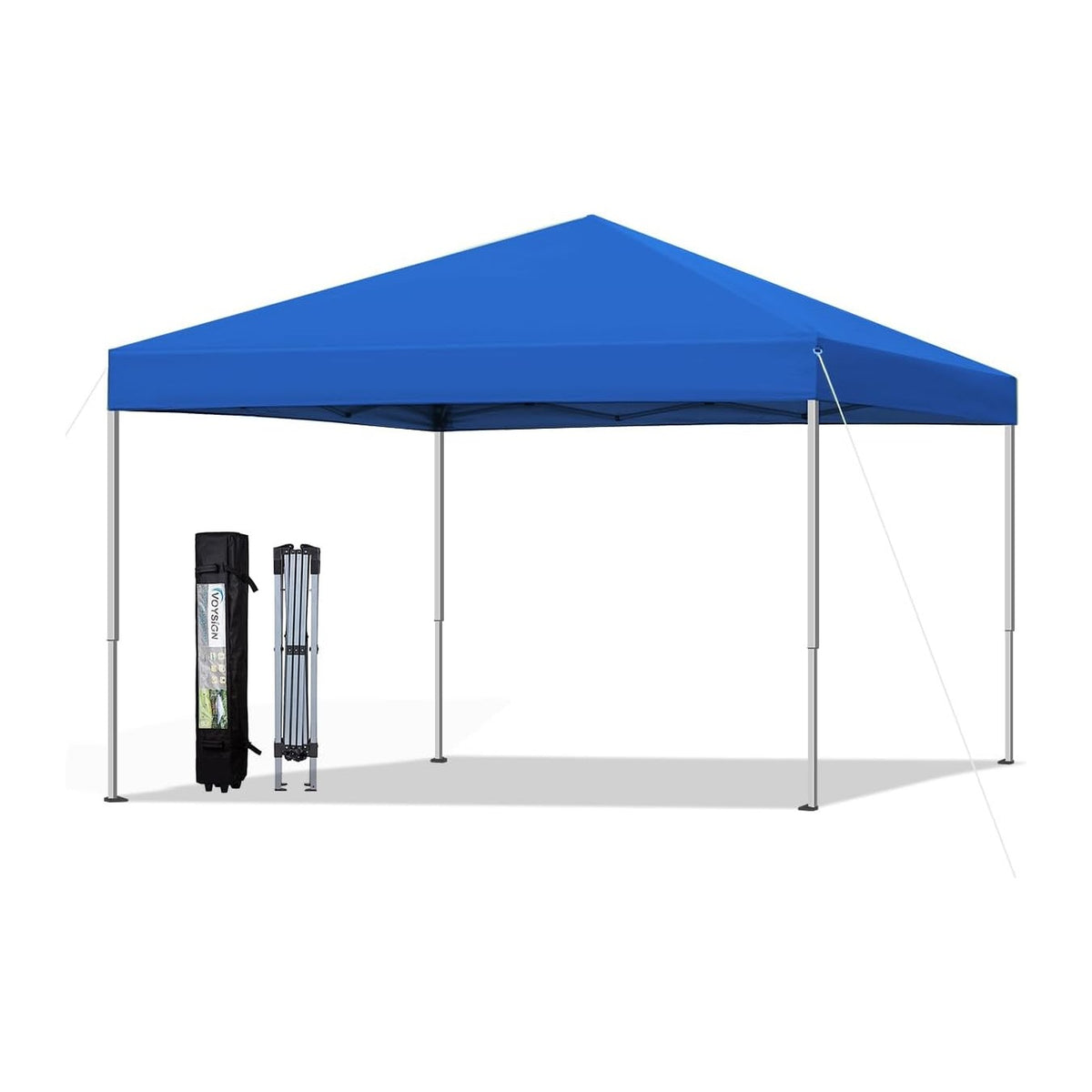 10x10 Pop Up Canopy Tent, Outdoor Instant Sun Shelter - Blue, Included 1 x Rolling Storage Wheeled Bag, 4 x Guylines, 8 x Stakes