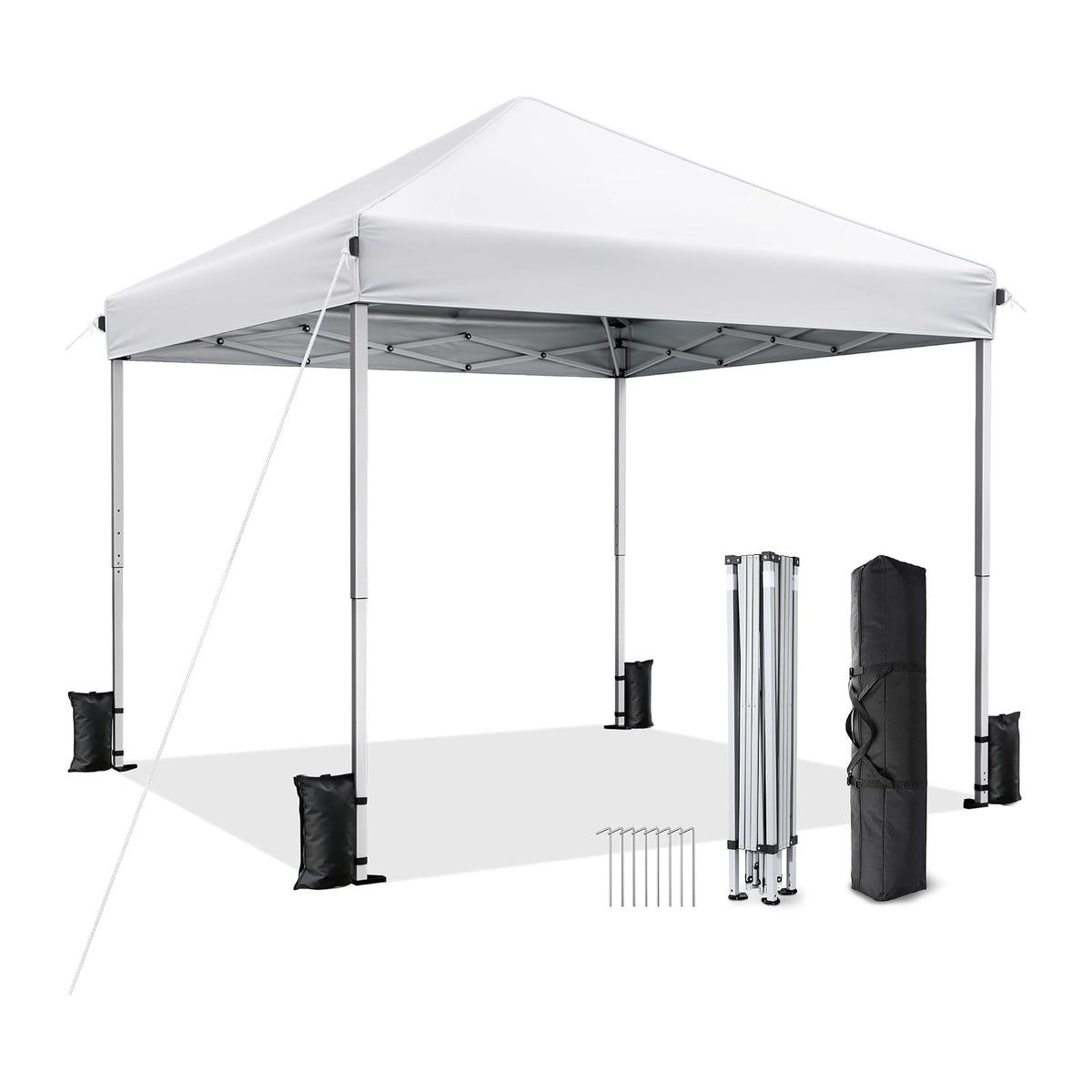 10x10 Pop Up Canopy Tent with One-Push Center Lock,White