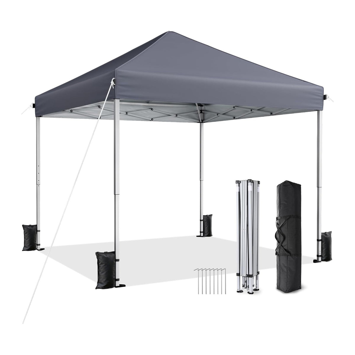 10x10 Pop Up Canopy Tent with One-Push Center Lock,Dark Gray