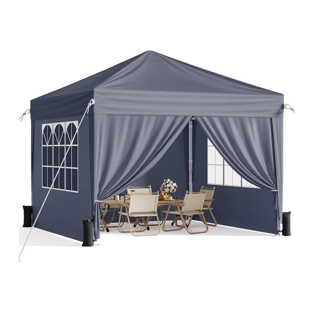 10x10 Pop Up Canopy Tent with Sidewalls, Portable Shelter,Dark Grey