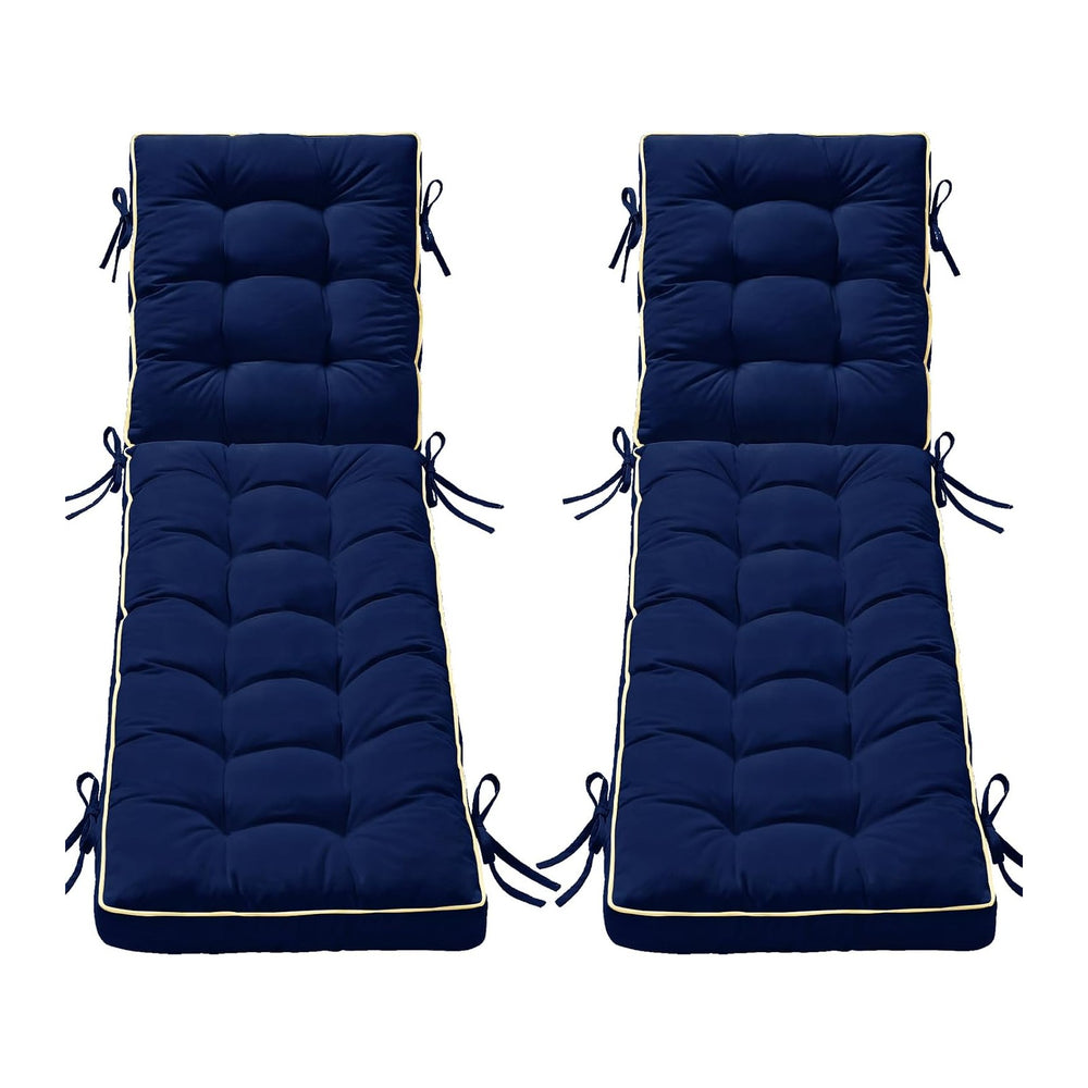 2 Pack 80x26 Inch Folding Chaise Lounge Cushion Quick Dry (Blue)