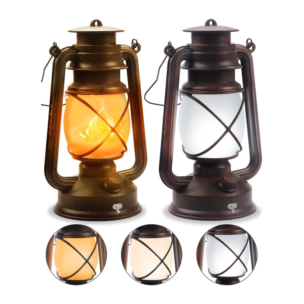 2 Pack Bronze Vintage 4 Modes Rechargeable Lanterns with Remote Control
