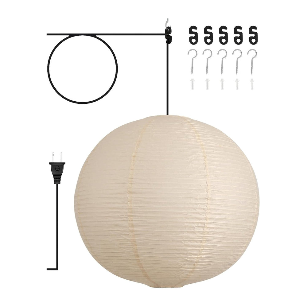 23.6in Paper Lanterns Plug in Hanging Lamp Off-White 19.7FT Cord