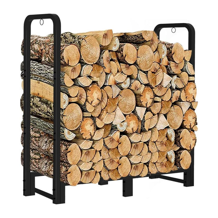 3FT Firewood Rack Stand Heavy Duty Logs Holder for Outdoor Indoor Fireplace Metal Wood Pile Storage Stacker Organzier, Matte Black