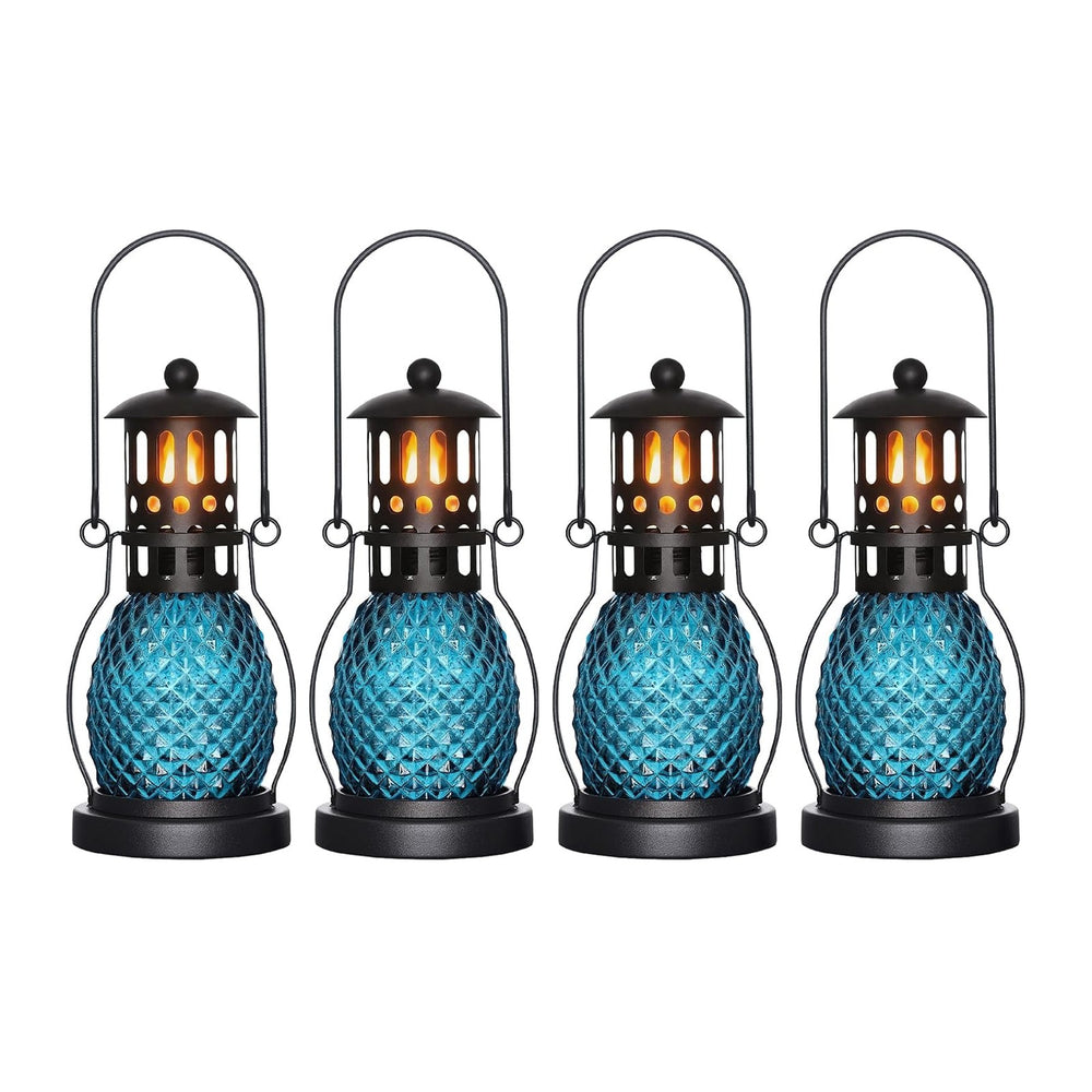 4 Pack Citronella Torches for Outside 12.5 oz Glass Table Top Torches(Blue)