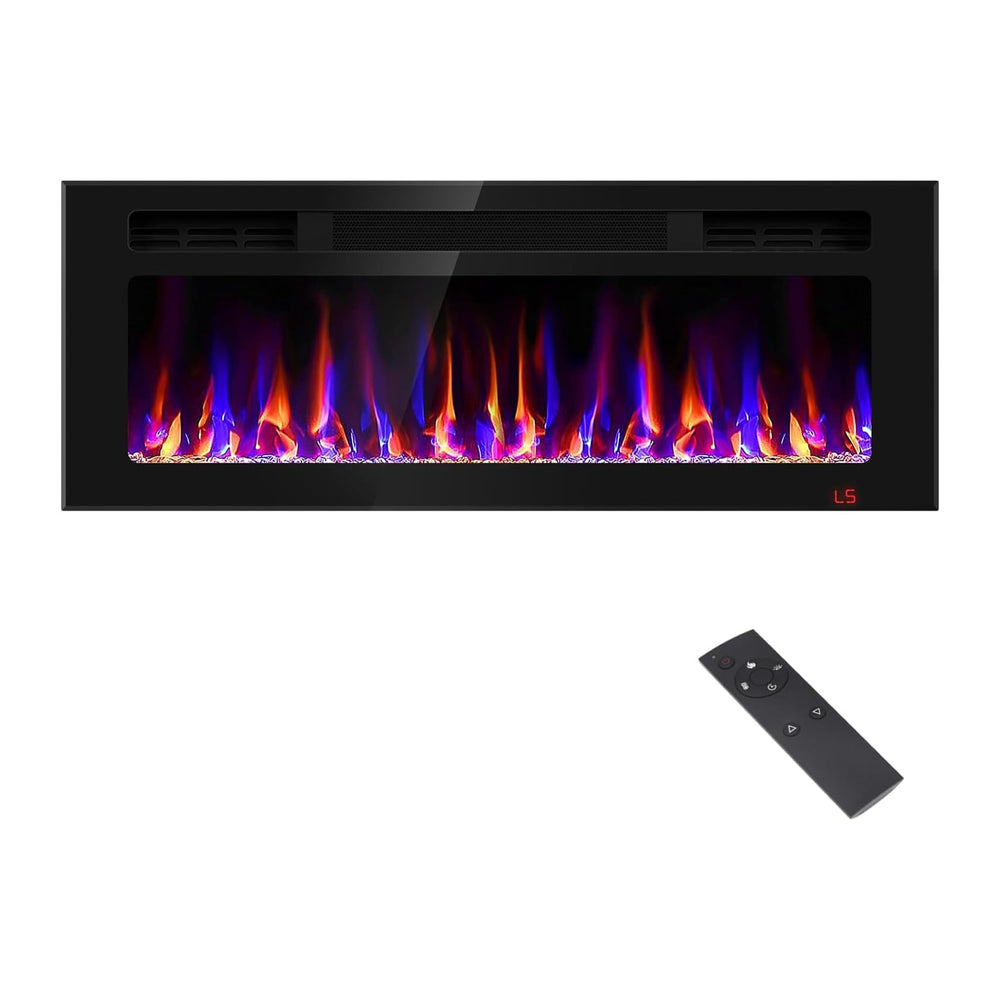 43 Inch Electric Fireplace Recessed and Wall Mounted, Fireplace Heater and Li...