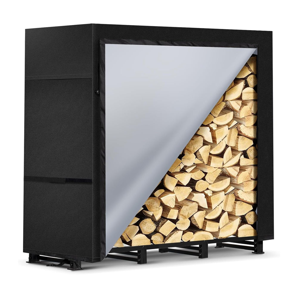 4ft Firewood Rack Outdoor with Waterproof Widened Cover