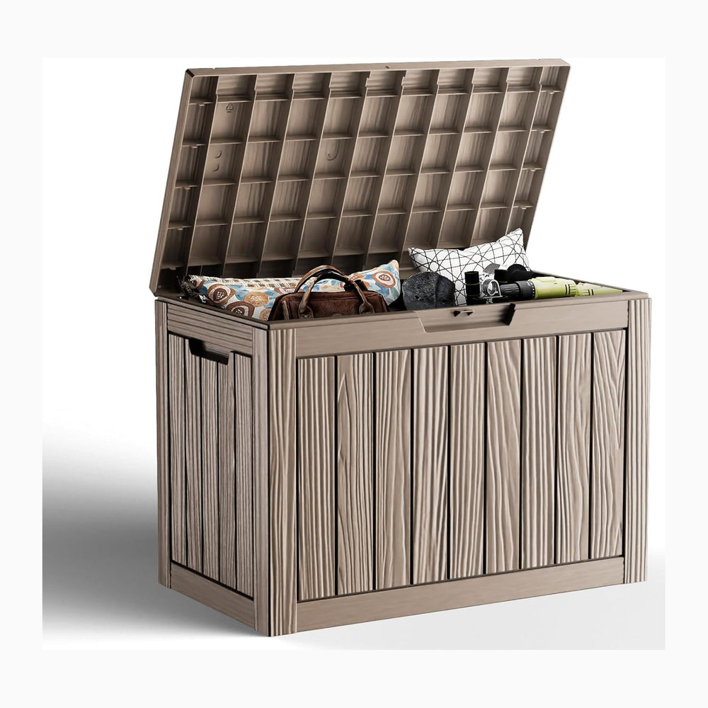 50 GallonOutdoor Storage Box,Resin Deck Boxes Waterproof, IndoorOutdoor Bin f...