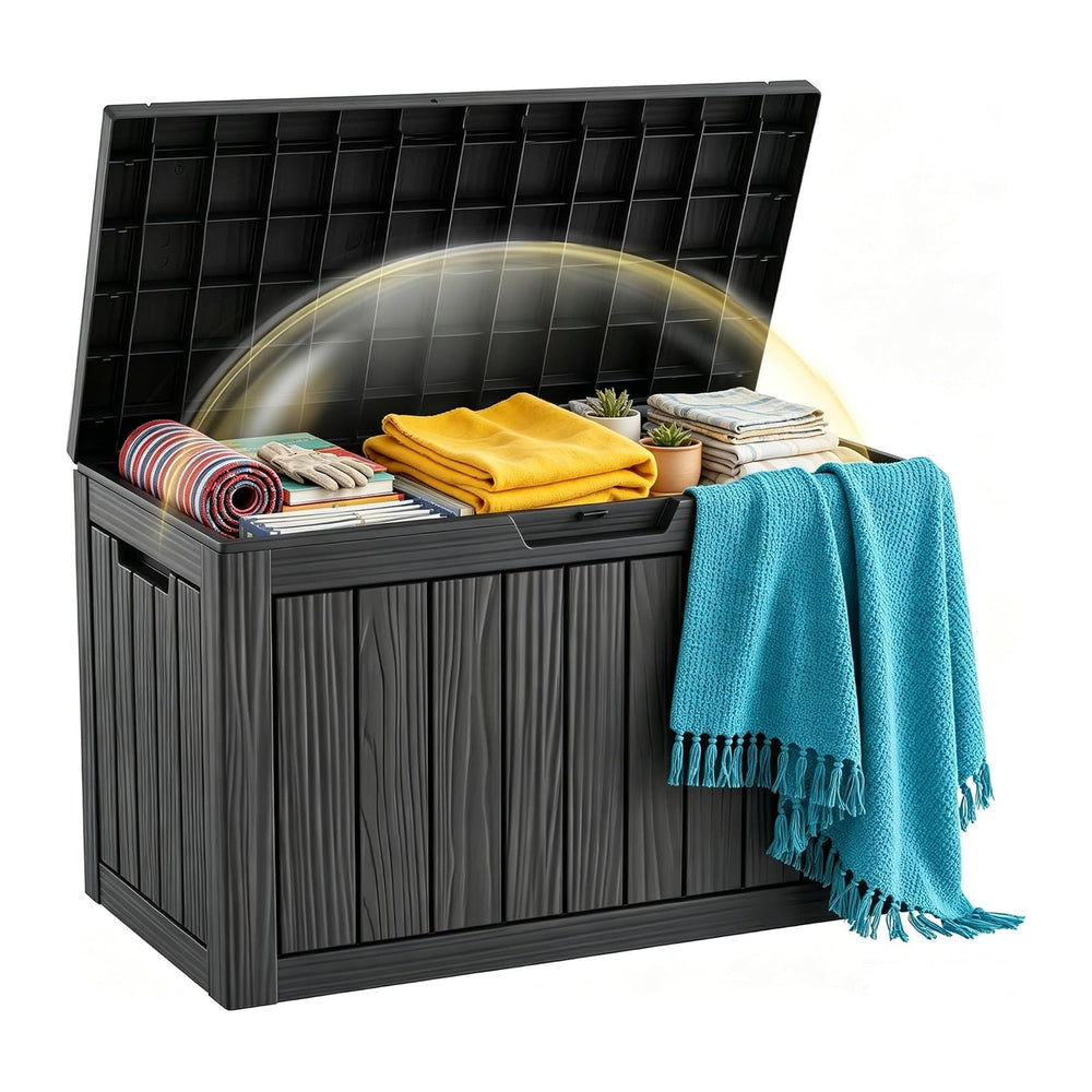 60 Gallon Outdoor Waterproof Storage Box, UV Resistant Resin Deck Box with Bu...