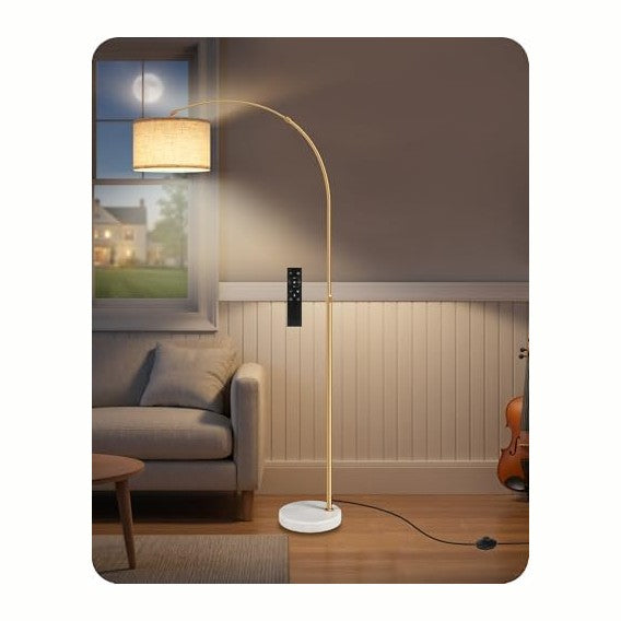 75" Arc Floor Lamp with Marble Base and Adjustable Height, Rotating Hang...