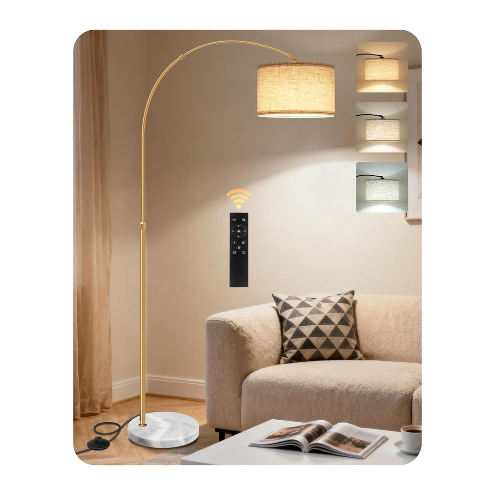 75" Arc Floor Lamp with Marble Base and Adjustable Height, Rotating Hang...