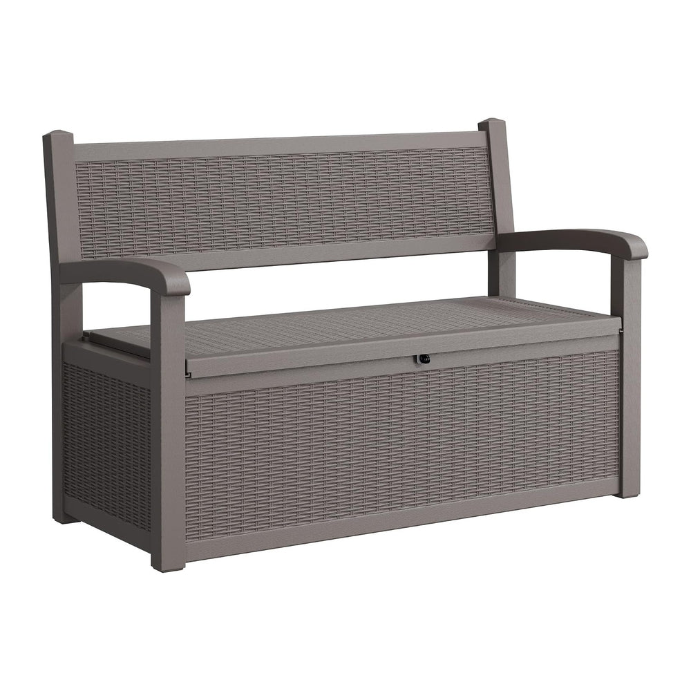 80 Gallon Outdoor Storage Bench, Resin Outside Storage Box with Armrest, Lock...