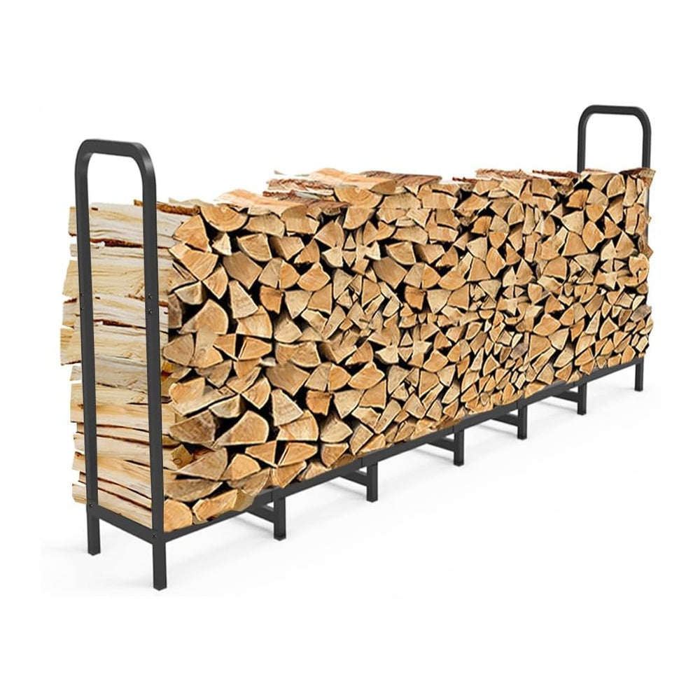 8ft Firewood Rack Holder, Adjustable Heavy Duty Fire Log Stacker Stand for Fi...