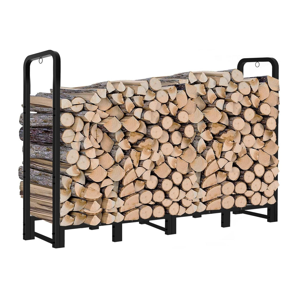 8ft Outdoor Firewood Rack, Upgraded Heavy Duty Logs Stand Stacker Holder for ...