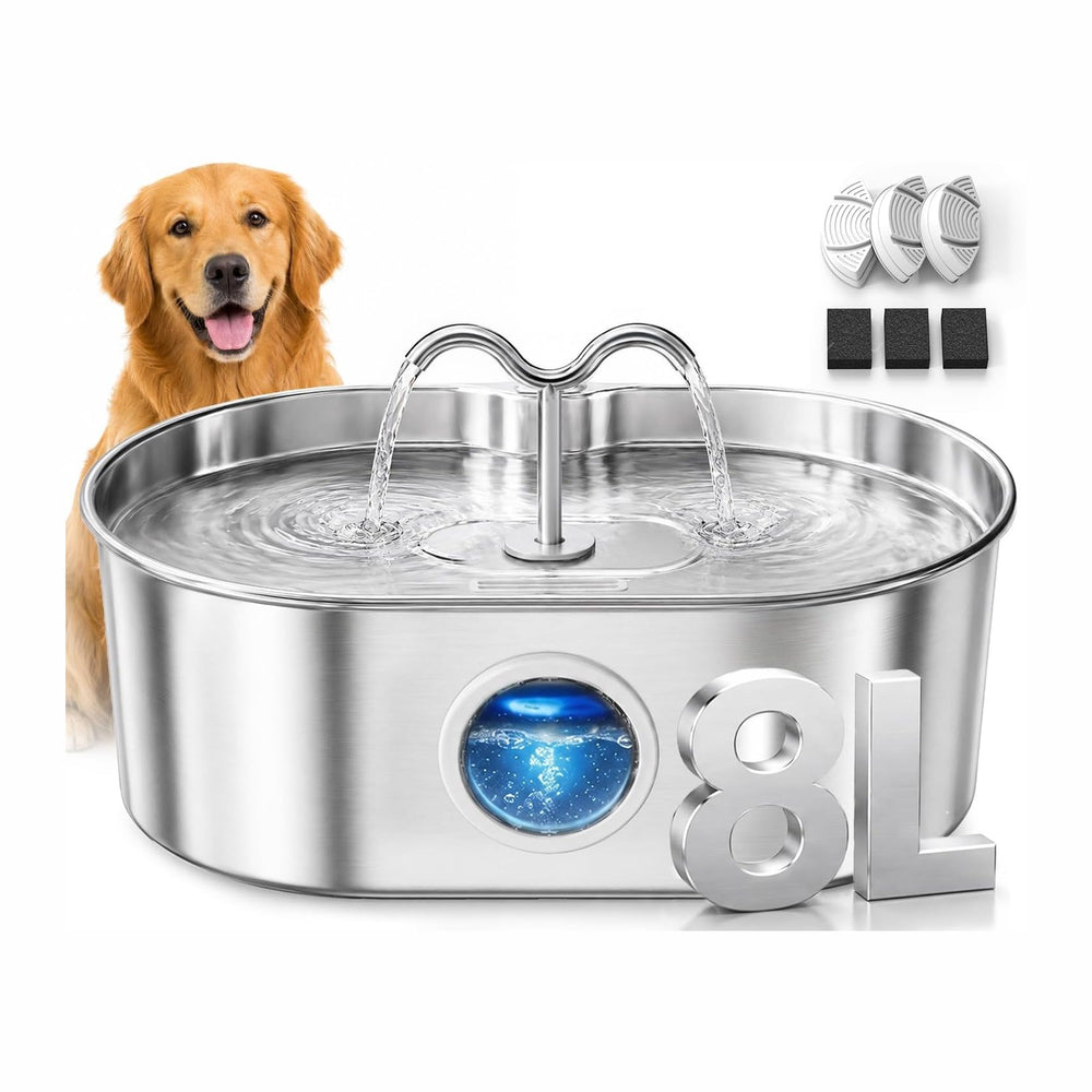 8L/270oz/2Gallon Stainless Steel Dog Water Fountain Pet Fountain